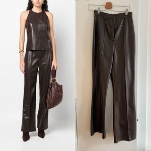 $595 Nanushka Leena faux leather brown pants
